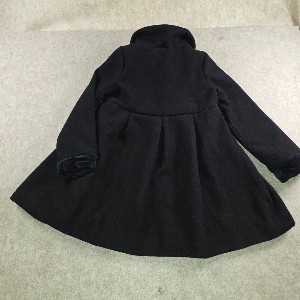 Catherine Malandrino Girls Black Double Breasted Pea Coat Velvet Trim Size 6 - Picture 6 of 7